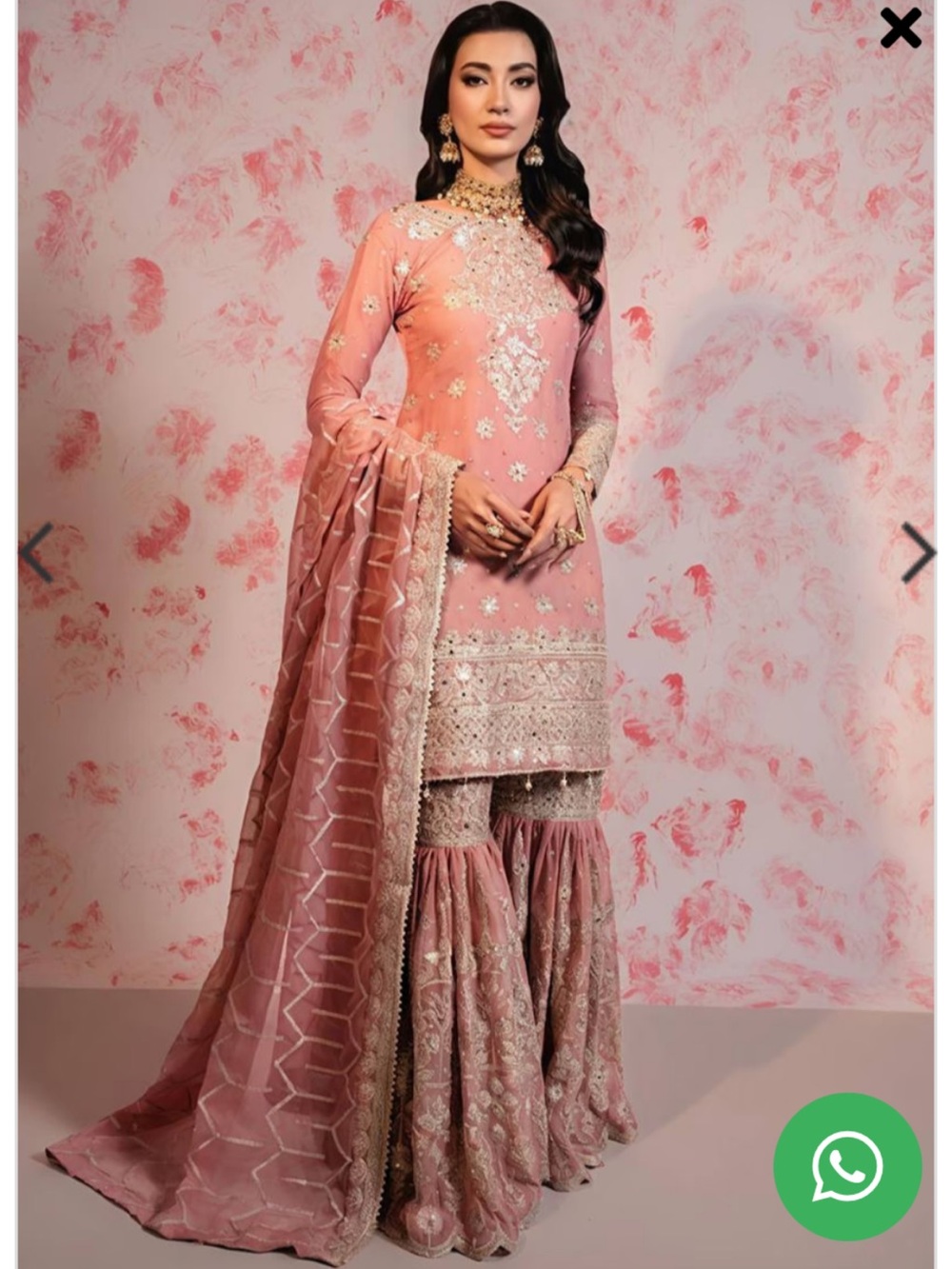 3 Piece set Embroidered Pink Formal Women’s Dress with Dupatta